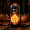Halloween Skeleton Ornament Set with Pumpkin Candle Light for Bar