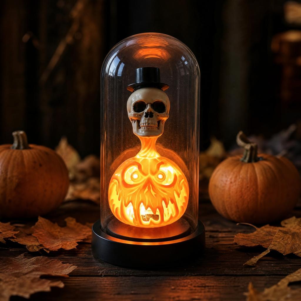 Halloween Skeleton Ornament Set with Pumpkin Candle Light for Bar