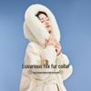 Xiangying Women's Beige Mid-Length Down Jacket with Large Fur Collar