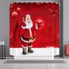 Curtain Shower Christmas With Hook Waterproof Fabric Bathroom Santa Xmas Claus