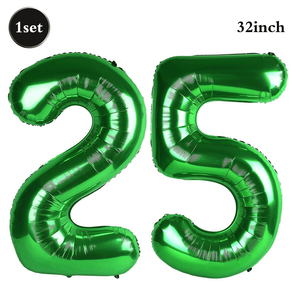 32 Inch Green Number Foil Balloons 0-9 Jungle Safari Theme Soccer Party Decor Kid Boy 1st Birthday Dinosaur Baby Shower Supplies