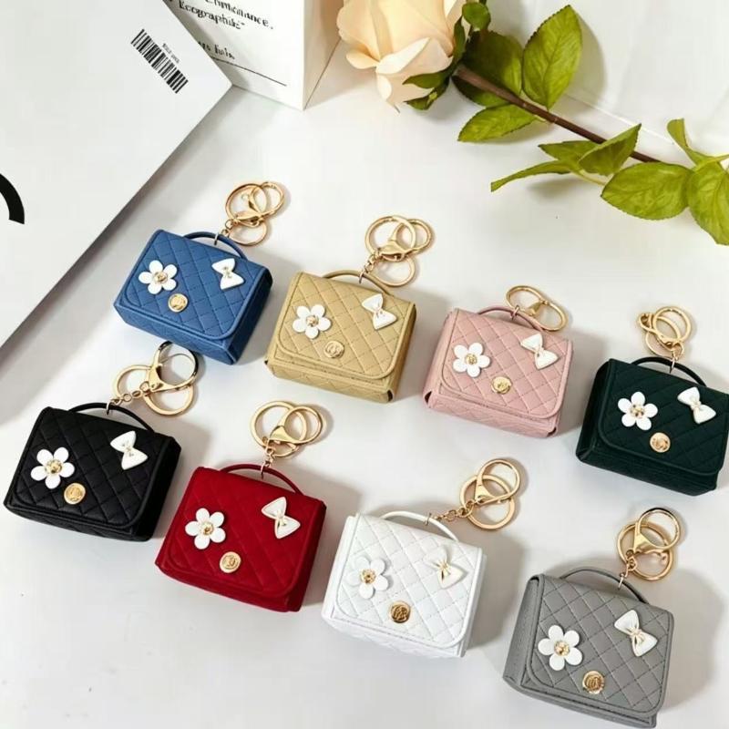 Mini PU Earphone Bag Keychain Durable Water-resistant Portable Pouch for Lipstick  Daily Use Bag Pendant