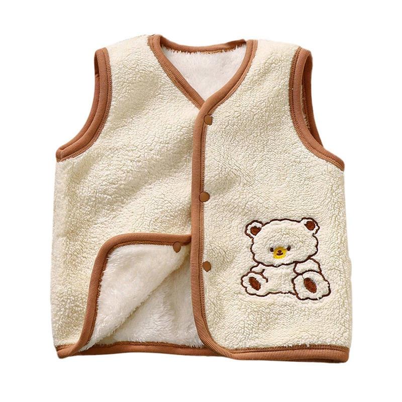 Kids Vest Embroidered Bear Buckle Velvet Vest