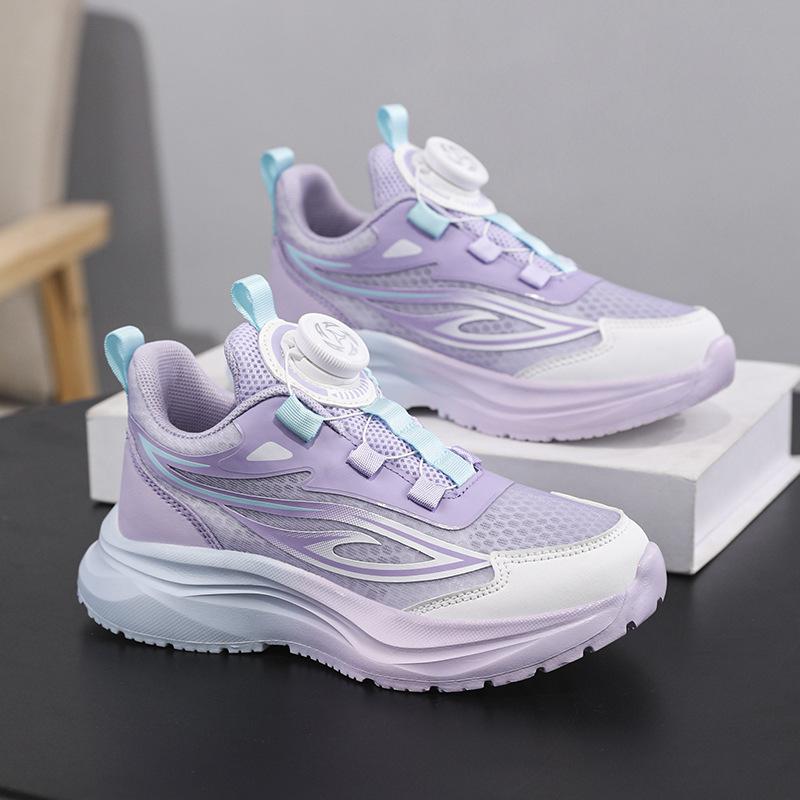 Classmate summer 22 new children's running shoes single mesh breathable rotating button non-slip children's sports shoes