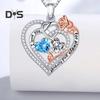 I Love You Forever Heart Necklace for Women Cubic Zirconia Heart Golden Rose Necklace Valentine's Day Birthday Jewelry Gift for Wife Mom