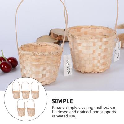 5 Stück Geflochtener Aufbewahrungskorb Tragbarer Obst- und Blumenhalter Leichte Web-Tragetasche Für Picknick Bankett Dekoration Haushalt