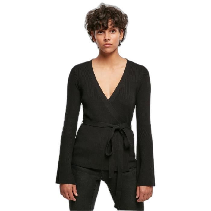 Cardigan - URBAN CLASSICS - Noir - XL - Maille - Ceinture - Bouton Intérieur