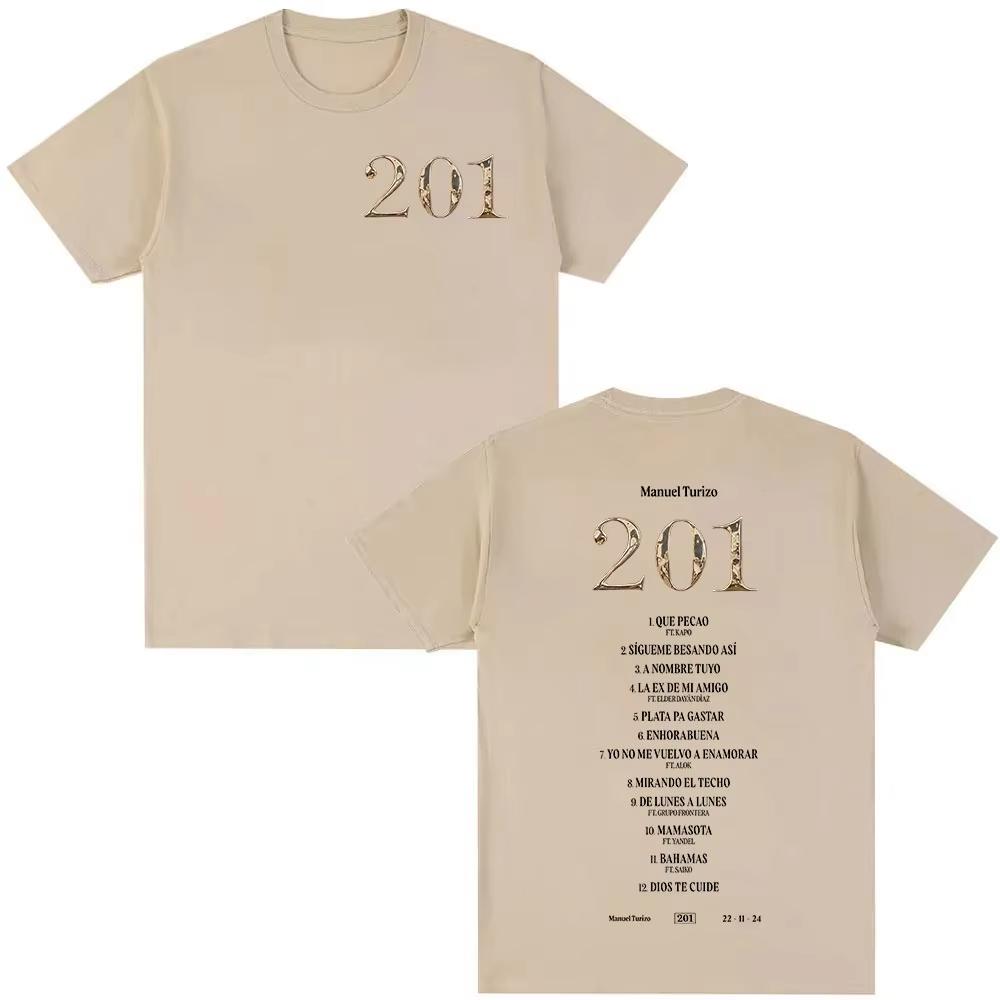 Rapper Manuel Turizo 201 New Album Graphic T Shirt Men's Women Fashion Harajuku T-Shirts Vintage Oversized Cotton Tee Streetwear