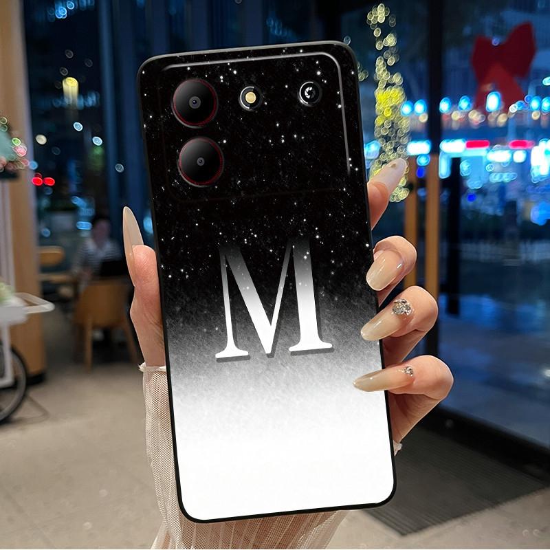 Case For ZTE Blade A54 4G Soft Silicone Black Shell ZTE Blade A54 4G Beautiful Letter Starry Sky Pattern Anti-scratch Cover