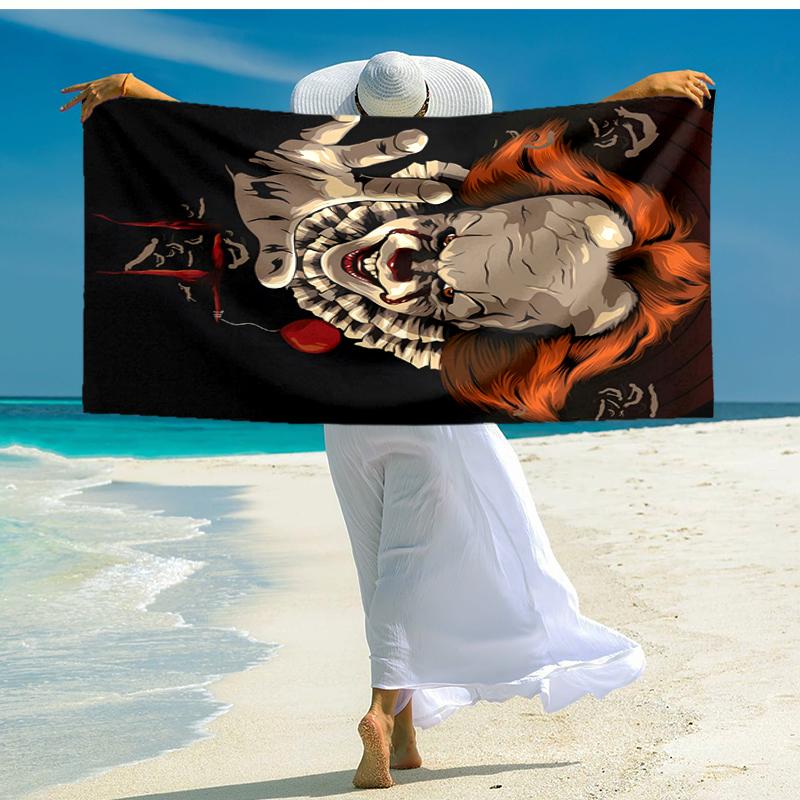 1pc Pennywise1 Beach Towel, Comfortable and Thick, and Swimming/Bath/Picnic/Camping Towel, Suitable for Seaside Beaches