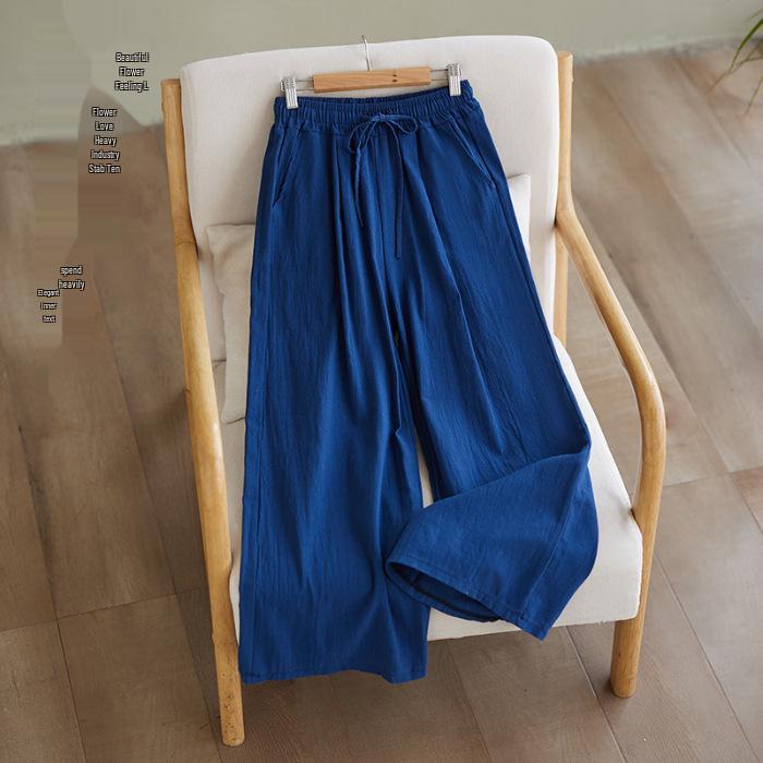 Southeast Asia Plus Size Casual Retro Cotton Linen High Waist Wide Leg Pants