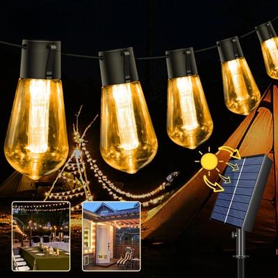 Solar Powered LED String Lights Highlight Outdoor Shatterproof Big Bulbs Garden Holiday Decor Waterproof Lights Camping Light