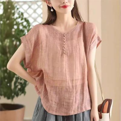 Women Vintage T-Shirts O-Neck Short Sleeve Summer Loose 5 Color Cloths Women Casual T-Shirts