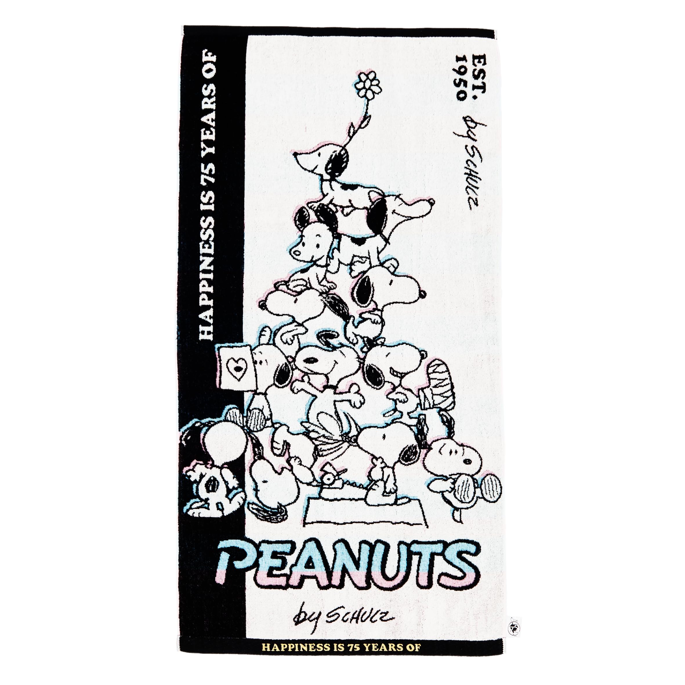 

Nishikawa Snoopy Bath Towel 60X120cm Washable Cotton Jacquard Weave Soft to the Touch Made in Japan Ivory XT14306611 PN4670 75th Anniversary 100% слоновая кость