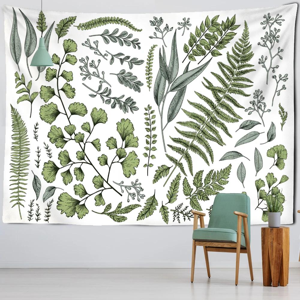 VIKAMA Boho Floral Greenery Tapestry Fern Leaf Natural Landscape Wall Hanging Aesthetic Home Decor