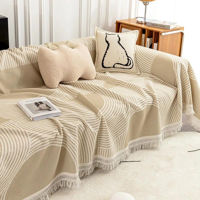 Sofa Knitted Blanket Nordic Simple Solid Color Cotton Thread Sofa Protective Cover Bedspread Leisure Tapestry Picnic Blanket