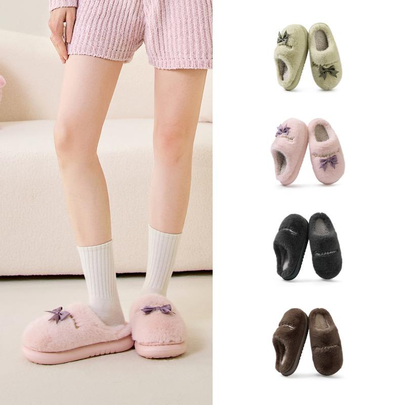Plush Shoes, Simple Indoor Anti-slip and Warm, Thickened Cotton Slippers with Added Fleece