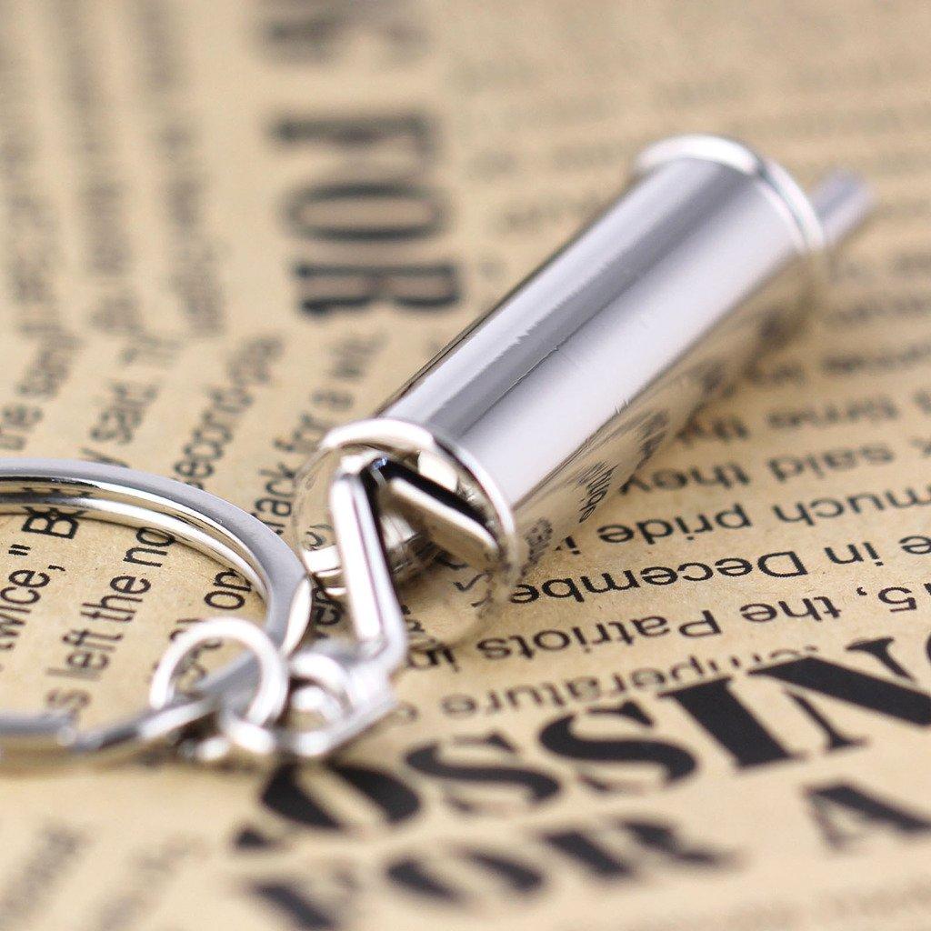 [maycom] Muffler Keychain Refined Chrome Tailpipe Exhaust Pipe Key Chain