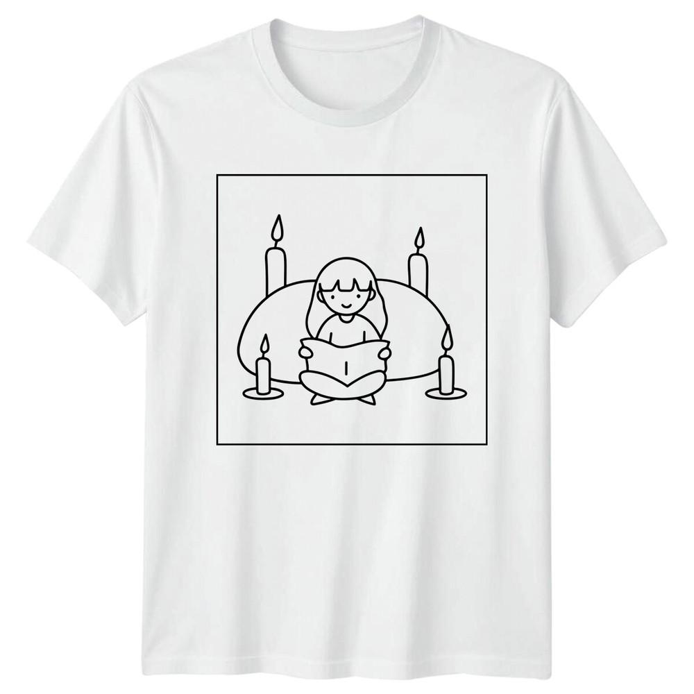 Girl Reading Book Hobby Unisexs TShirt Ladies Tee Graphic Unisex Top S