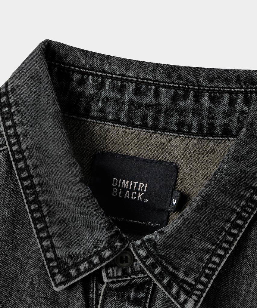 Dimiteulibeullaeg Fade-Washed Denim Trucker Half Shirt_Vintage Black