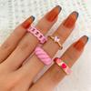 Ring Set Mode Herz Bonbonfarbe Metall Herz Damen Retro Öltropfen Ringfinger Schmuckset