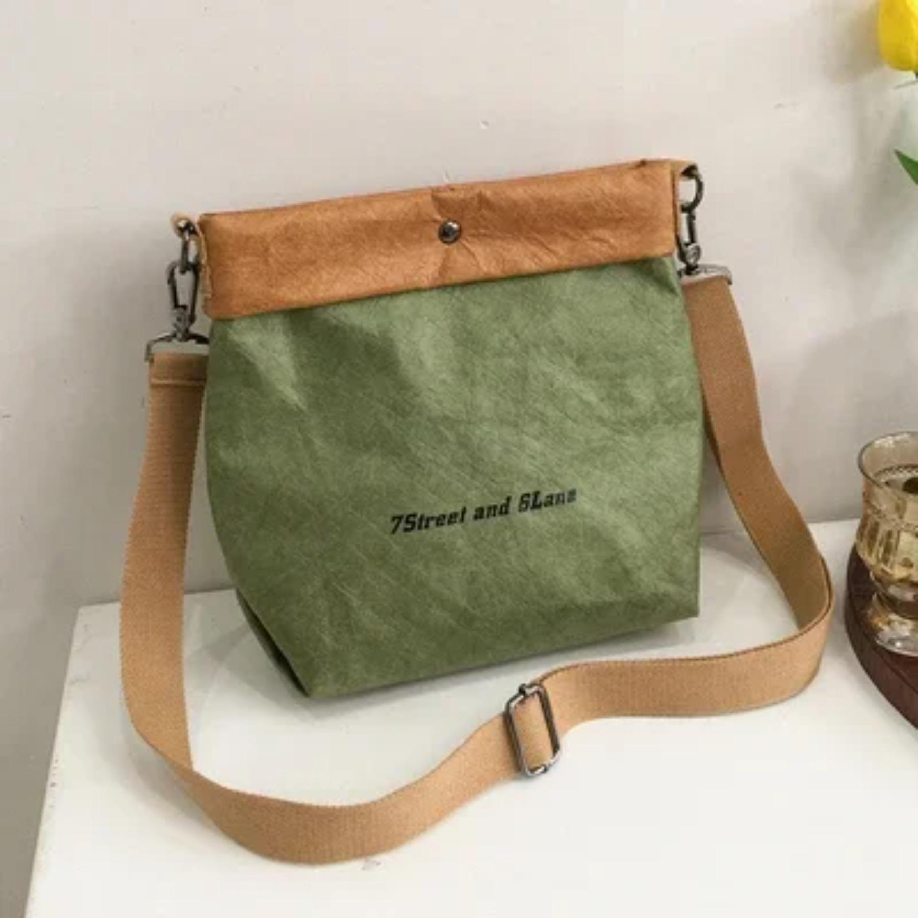 

Women s Handbag Waterproof Personality Small Bucket Bag Kraft Paper Roll Envelope Bag Ins Shoulder Bags Party Clutch Purse 22x26x12cm
