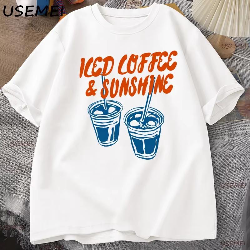 

Iced coffee t-shirt and gift solropa for aUnisextes of coffee printed t-shirt for Coffee Club with vibrations of S