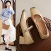 Fashion Black Patent Shoe Slim Heels 2025 Chunky Sandals Clogs for Women Leather Slimming Latest Beige Block African Spring 3cm Med High