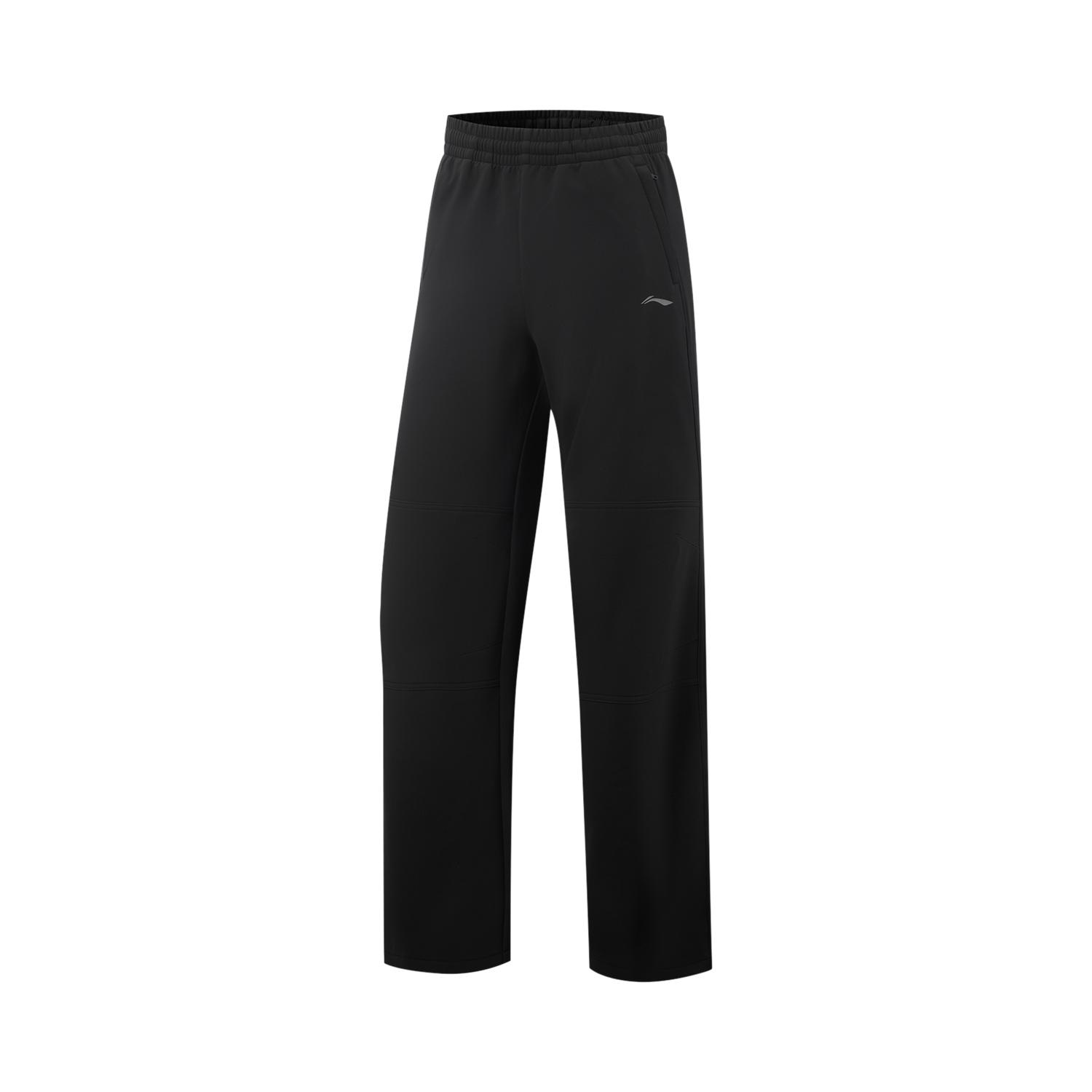

Li-Ning Comfortable Versatile Thick Straight Leg Fleece Simple Warm Knitted Sports Pants Women bottoms Black AYKV718-1 L