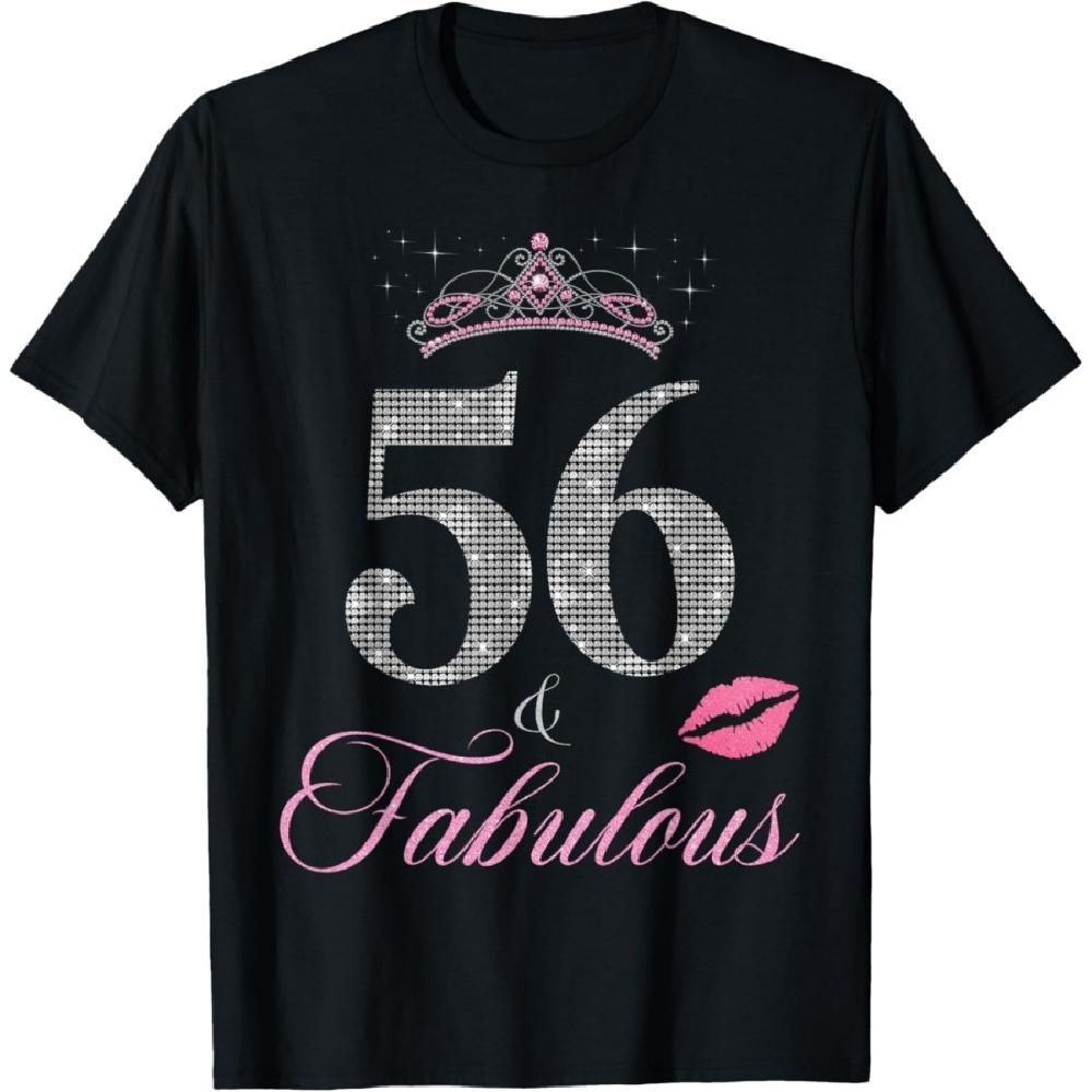 

56 and Fabulous 56th Birthday 56 Years old B-day Party Queen T-Shirt XXXXXL чёрный