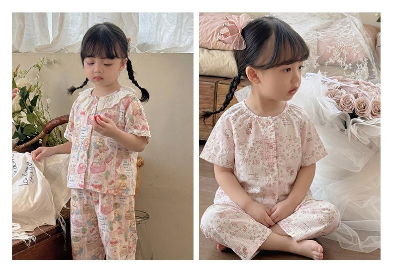 Hey Sweetheart Summer Cotton Gauze Curls Parent-Child Home Wear Set for Kids