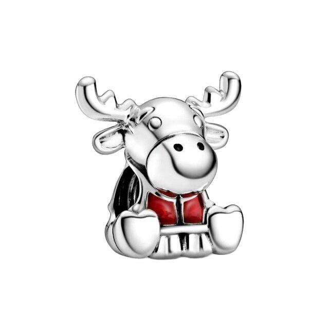 

Аутентичные бусины из стерлингового серебра 925 пробы, красное сердце, подарочная коробка, подвески Санта-Клауса, подходят оригинальные модные браслеты, женские ювелирные изделия своими руками, подарок