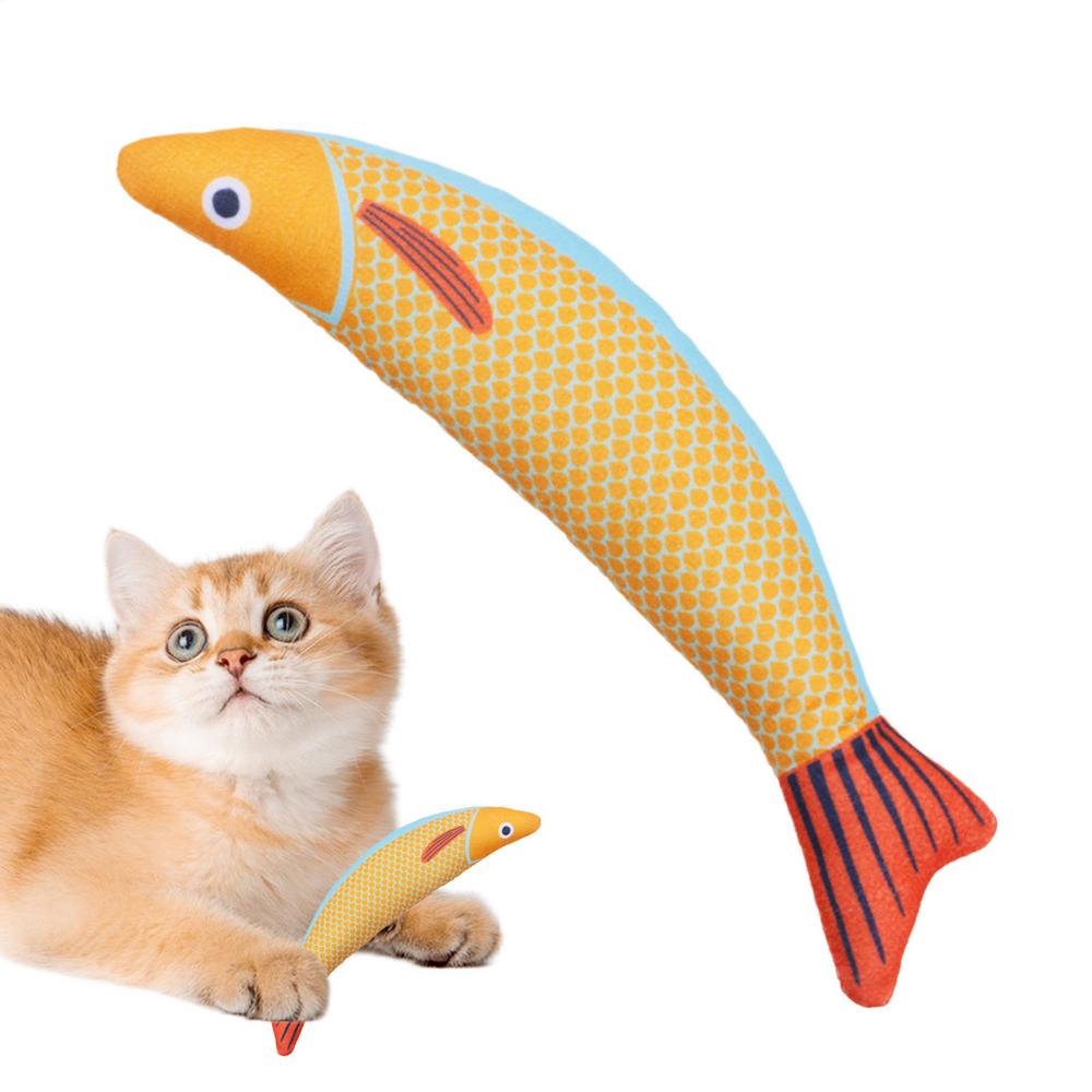 Cat Teeth Cleaning Toy Indoor Catnip Saury Fish Plush Biting Toy 8.27x3.15inch Cat Kicking Toys Interactive Catnip Crinkle Toys