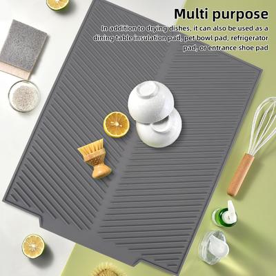 Dish Drying Mat Silicone Drain Pad Silicone Dish Drying Mat 485x405mm Heat Resistant Non Slip Kitchen Counter Drain Pad for Home