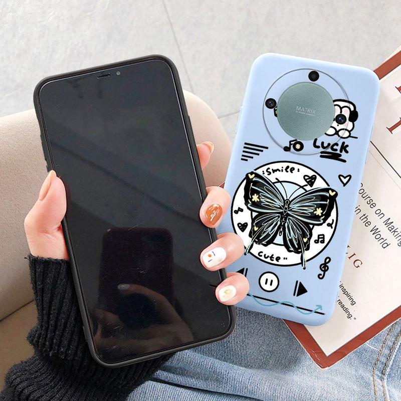 For Honor X9a X9b X9c X7c X6a X6b X7a X8a X8b X8 Magic 5 6 7 Lite oilPainting Flowers Butterfly Phone Case Korean Shockproof TPU