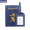Customizable PU Leather Passport Cover with Hot Stamped Logo, Map, Luggage Tag, & Passport Holder Set