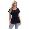 European and American Fashion Spring and Summer Casual Shirt Ruffled Round Neck Women's Short-sleeved Top