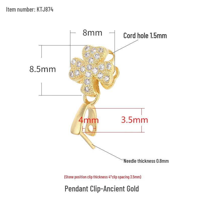 

Four-Leaf Clover S925 Sterling Silver Jade Pendant Clip: Guanyin Buddha Head Necklace Accessory