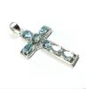 Pendentif Croix Topaze Bleue: Bijoux Religieux en Argent Sterling