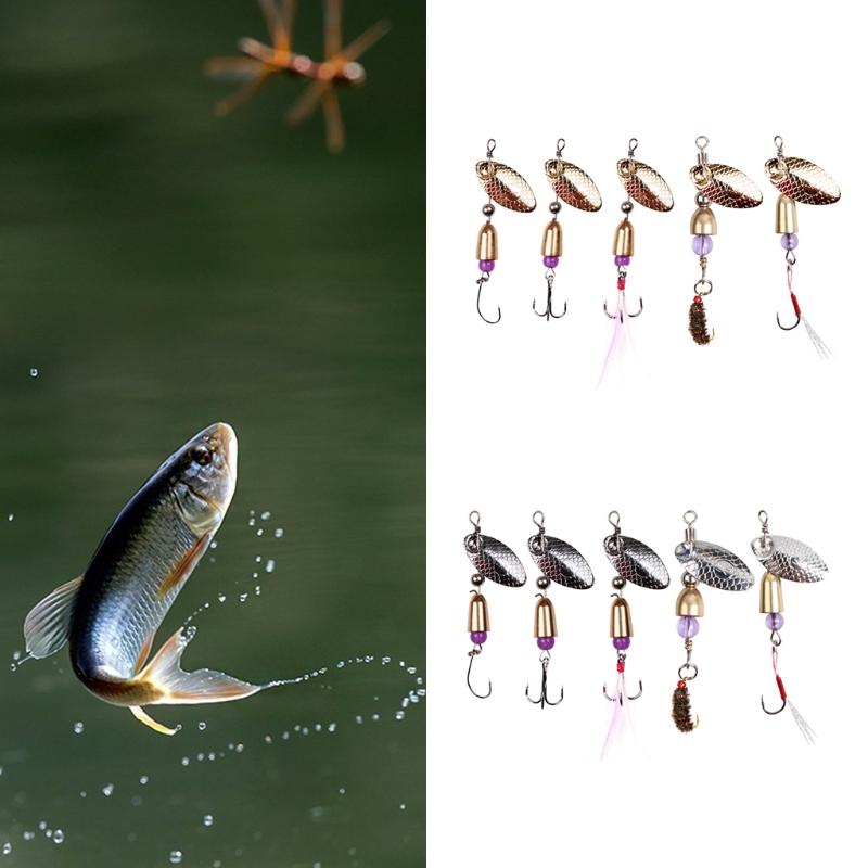 Fishing Lures Wobble Rotating Metal Bait For Bass Trout Treble Hook Artificial