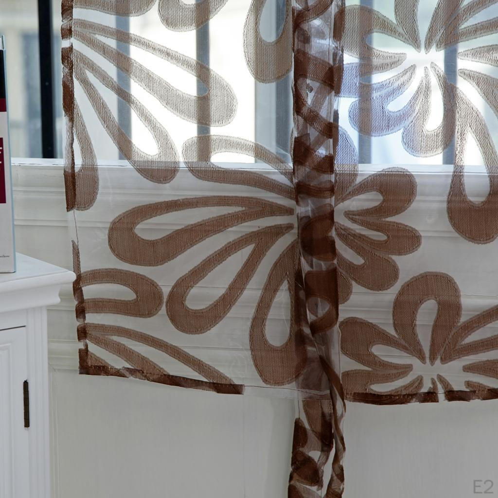 Beauty Jacquard Floral Roman Curtain Voile - Tie Up Silk Ribbon Shade Window Valance Drape Blind