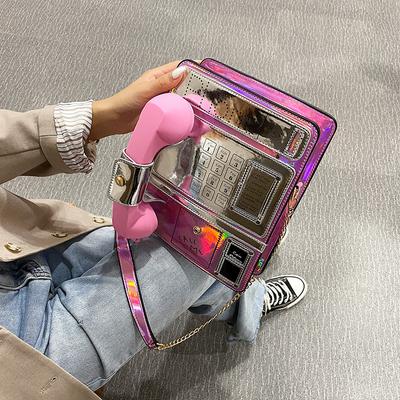 Niche Design Women's Bag  Trendy Fashion Creative Funny Personality Laser Ins Messenger Small Square Bag