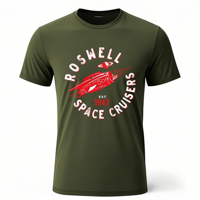 Black Summer Women Tshirt Roswell Space Cruisers Established 1947 Rocket Design Short Sleeve Workout Crew Neck Tee Shirt