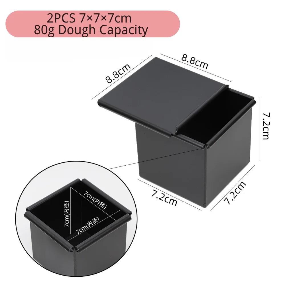Non Stick Cube Croissant Mini Toast Box Mold Mini Pullman Loaf Pan with Square Lid Perforated Toast Box Water Cube Baking Tool