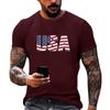 Men's Short Sleeve Loose Fit T Shirt with USA Flag Print Crew Neck Casual Summer Top for Daily Wear Holiday Events
