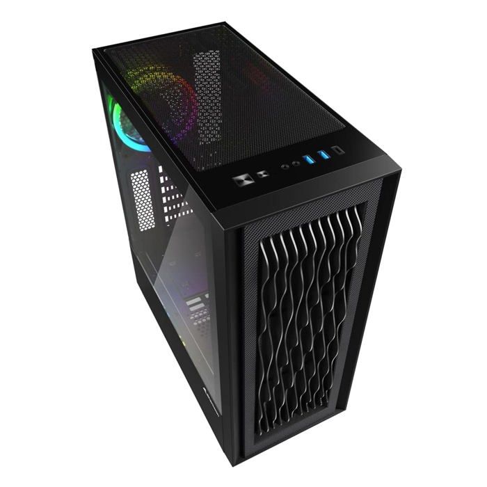 Gaming-PC-Gehäuse - SHARKOON - RGB WAVE - Schwarz - 3 120-mm-Lüfter - 2 interne Einbauschächte - 7 Erweiterungsslots