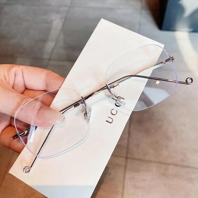 High Quality Myopia Glasses Unisex Square Frameless Frame Anti-blue Light Eyeglasses Nearsighted Prescription Eyewear Diopter