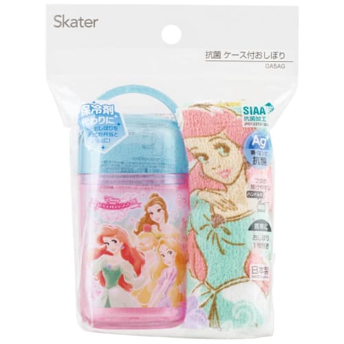 Skater Antibacterial Hand Towel Set with Case, Disney Princess Design 22, Made in Japan, 32 x 30.5 cm (OA5AG-A)