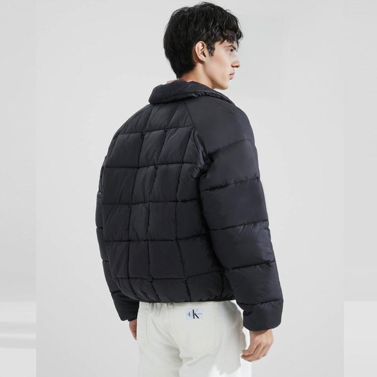 Calvin Klein Casual Commuter Printed Plaid Quilted Button-Down Collar Jacket Men Jackets Space-Black J324058BEH