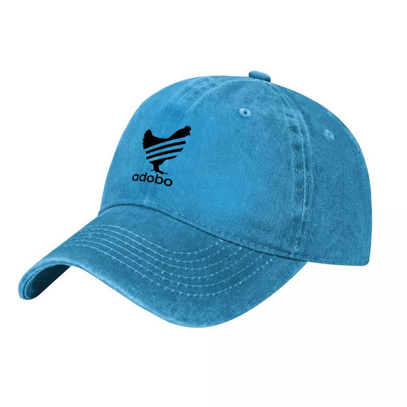 Adobo Logo Washed Canvas Baseball Cap Classic Black Design Unisex Adjustable Hat Streetwear Style Everyday Wear Comfortable Fit